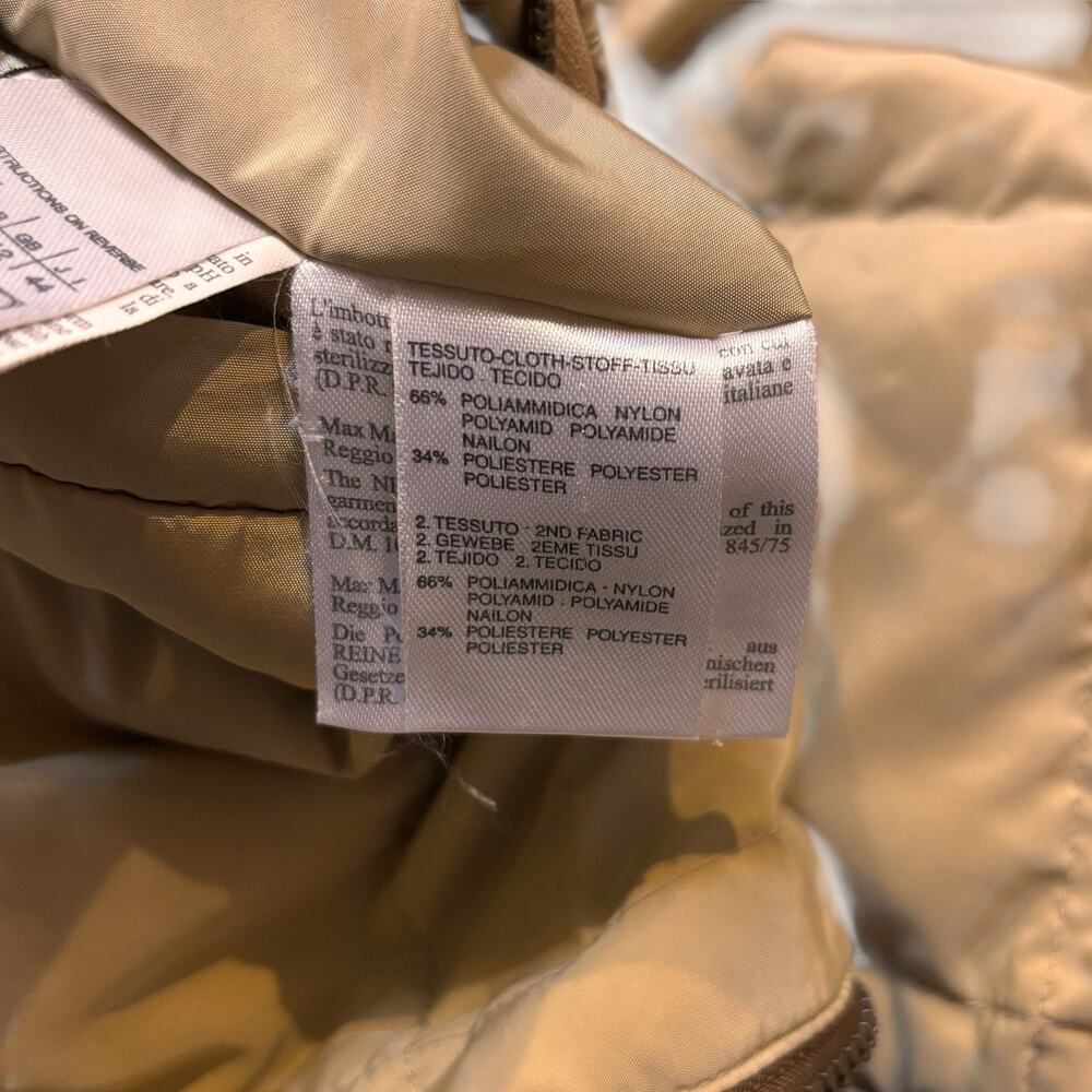 Max Mara Weekend Reversible Long Down Puffer Coat Tan & Mocha Brown Women's 10 - Picture 5 of 11